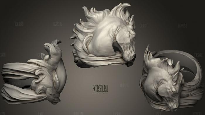 Mustang Horse Ring stl model for CNC